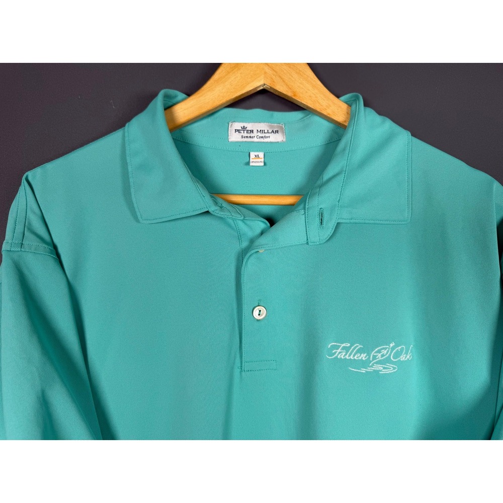 Peter Millar Summer Comfort Polo Shirt Mens XL Teal Fallen Oak Golf Short Sleeve